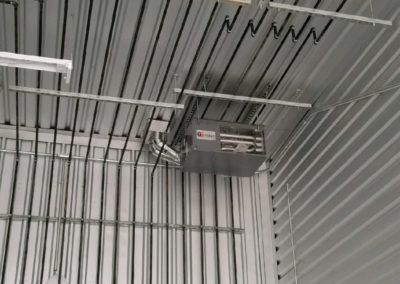gas piping and gas unit heater for corner storage facility